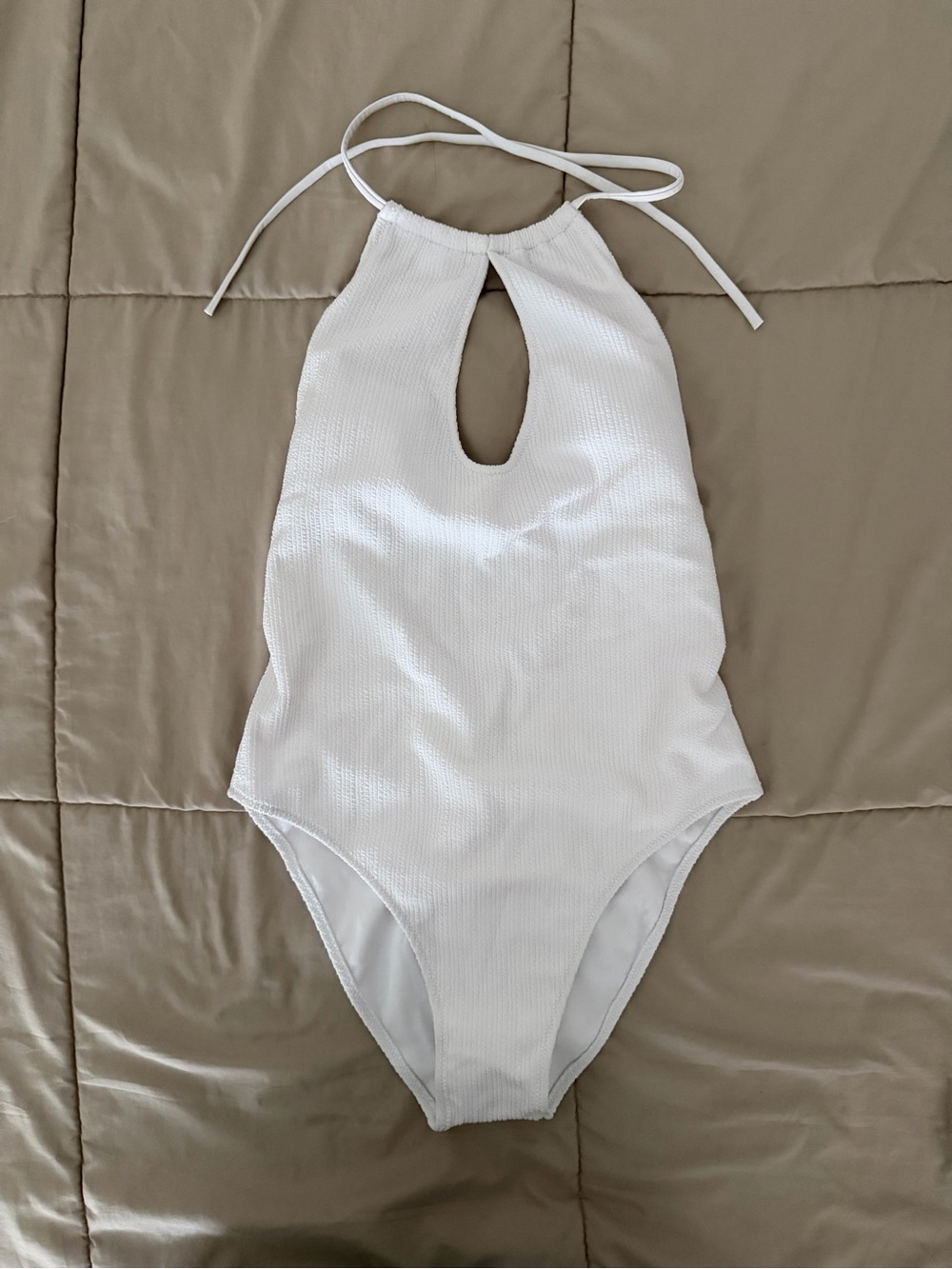 NWT Roxy White Halter Keyhole One-Piece Swimsuit